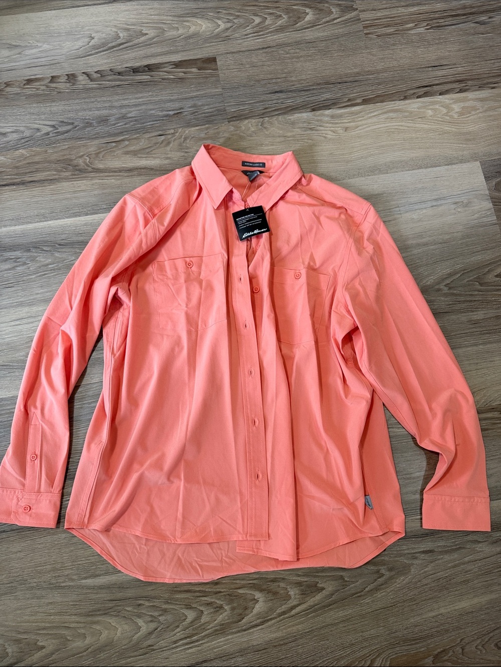 Eddie Bauer Coral Button-Up Long Sleeve performance Shirt